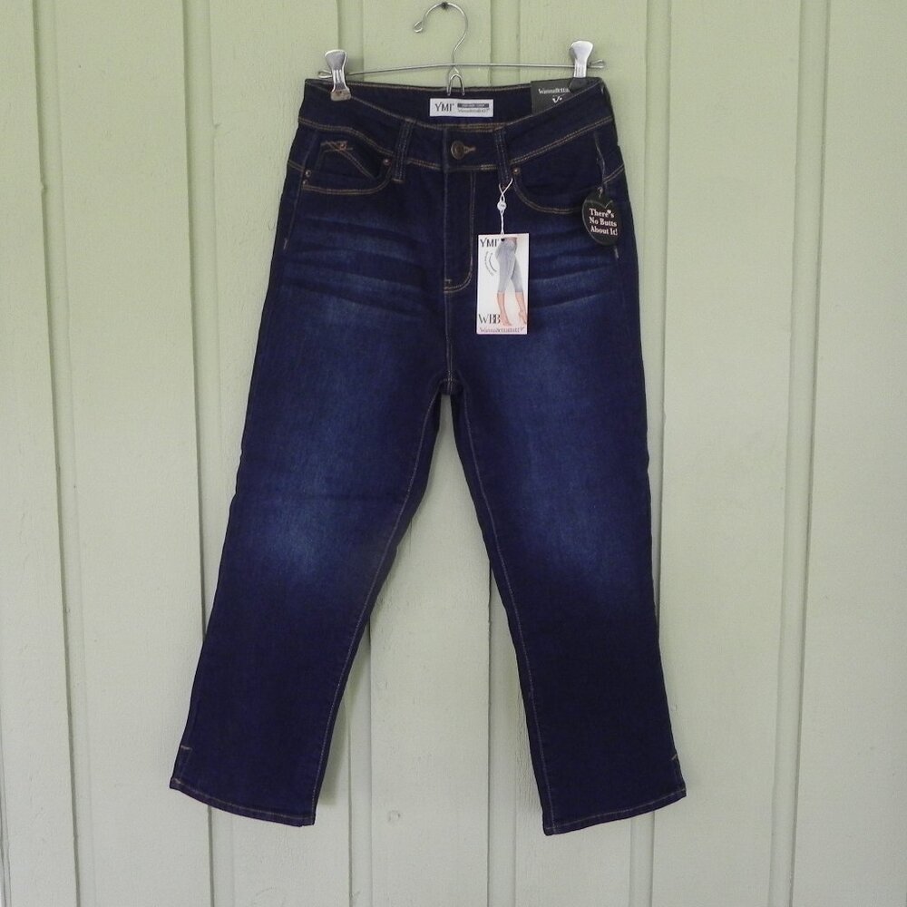 NWT YMI WannaBettaButt Women's Capri Pants Size 7/28 High Rise Crop - Dark Blue